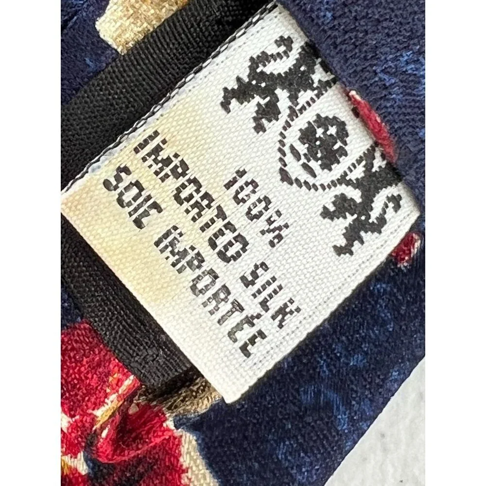 The Metropolitan Museum Of Art Floral Silk Tie Navy Red‎ Gold 100% Silk